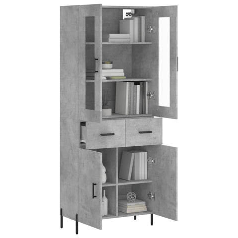 vidaXL Highboard Concrete Grey 69.5x34x180 cm Engineered Wood