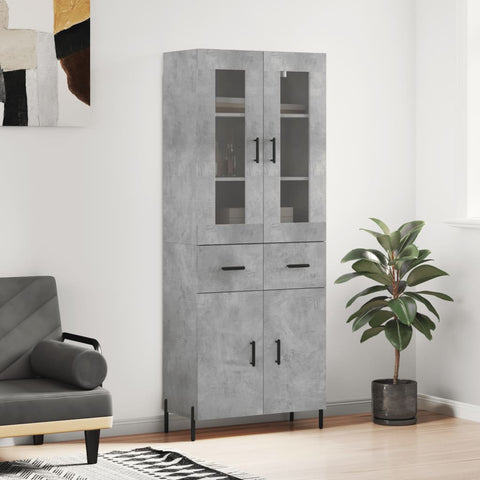 vidaXL Highboard Concrete Grey 69.5x34x180 cm Engineered Wood