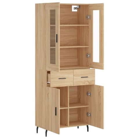vidaXL Highboard Sonoma Oak 69.5x34x180 cm Engineered Wood