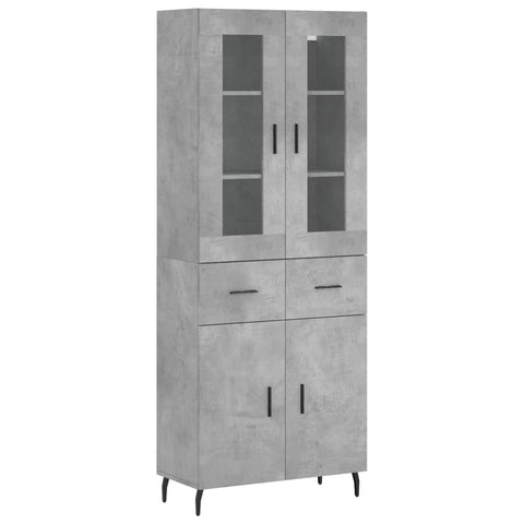 vidaXL Highboard Concrete Grey 69.5x34x180 cm Engineered Wood