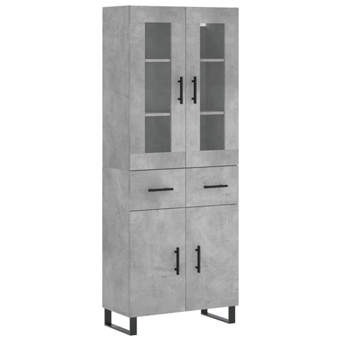 vidaXL Highboard Concrete Grey 69.5x34x180 cm Engineered Wood