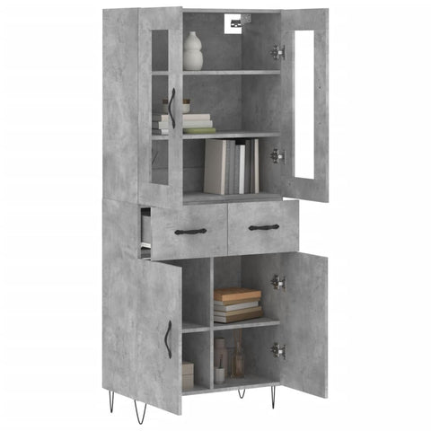 vidaXL Highboard Concrete Grey 69.5x34x180 cm Engineered Wood