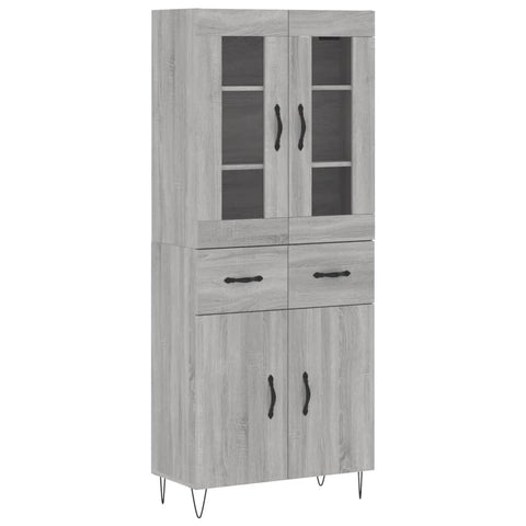 vidaXL Highboard Grey Sonoma 69.5x34x180 cm Engineered Wood