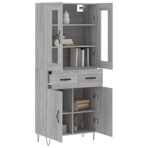 vidaXL Highboard Grey Sonoma 69.5x34x180 cm Engineered Wood
