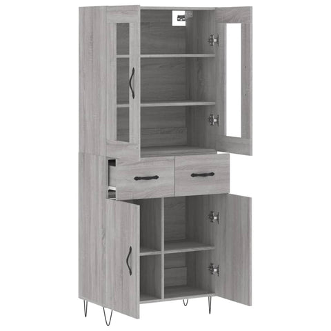 vidaXL Highboard Grey Sonoma 69.5x34x180 cm Engineered Wood