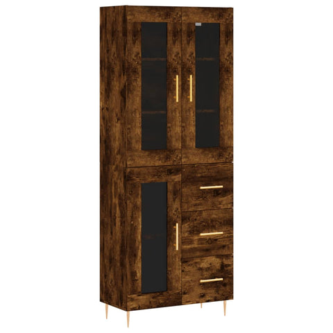 vidaXL Highboard Smoked Oak 69.5x34x180 cm Engineered Wood