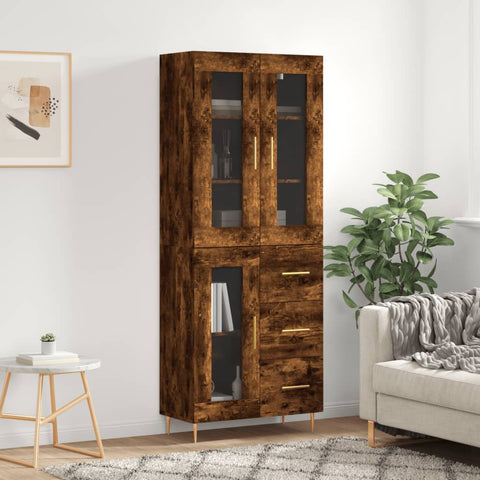 vidaXL Highboard Smoked Oak 69.5x34x180 cm Engineered Wood