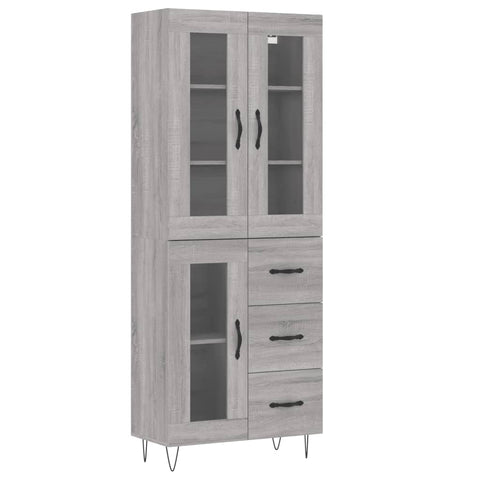 vidaXL Highboard Grey Sonoma 69.5x34x180 cm Engineered Wood