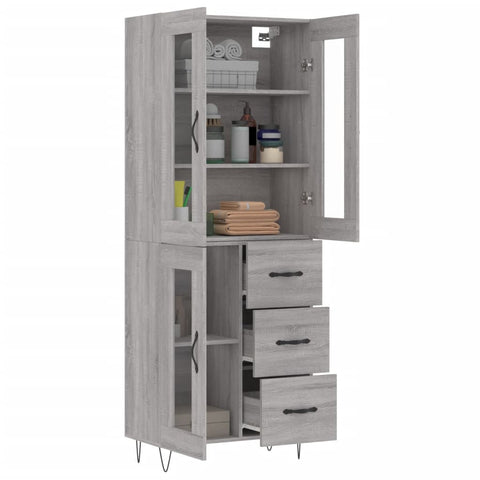 vidaXL Highboard Grey Sonoma 69.5x34x180 cm Engineered Wood