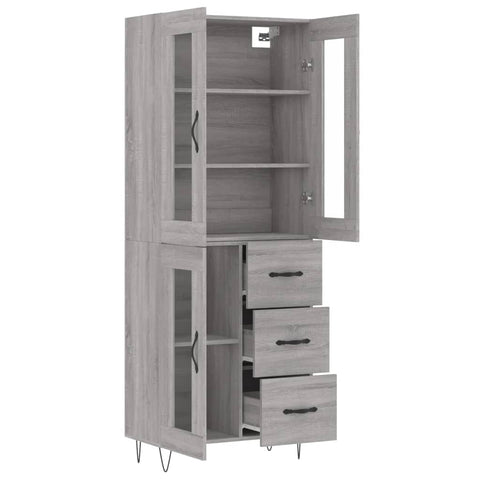 vidaXL Highboard Grey Sonoma 69.5x34x180 cm Engineered Wood