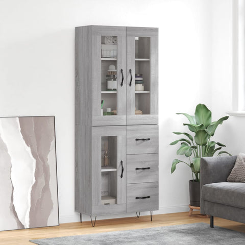 vidaXL Highboard Grey Sonoma 69.5x34x180 cm Engineered Wood
