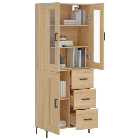 vidaXL Highboard Sonoma Oak 69.5x34x180 cm Engineered Wood