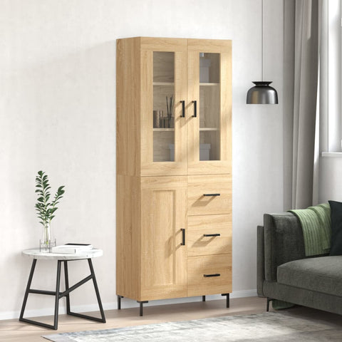 vidaXL Highboard Sonoma Oak 69.5x34x180 cm Engineered Wood