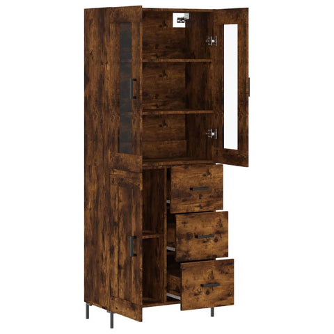 vidaXL Highboard Smoked Oak 69.5x34x180 cm Engineered Wood