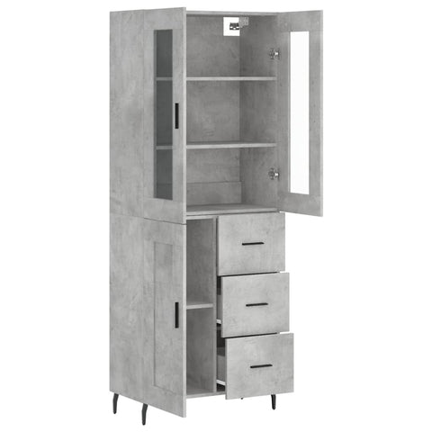 vidaXL Highboard Concrete Grey 69.5x34x180 cm Engineered Wood