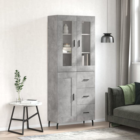vidaXL Highboard Concrete Grey 69.5x34x180 cm Engineered Wood