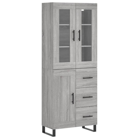 vidaXL Highboard Grey Sonoma 69.5x34x180 cm Engineered Wood