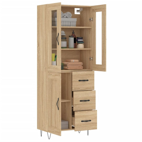 vidaXL Highboard Sonoma Oak 69.5x34x180 cm Engineered Wood