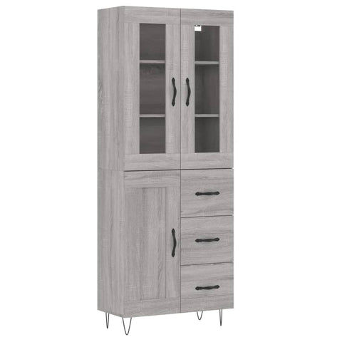 vidaXL Highboard Grey Sonoma 69.5x34x180 cm Engineered Wood
