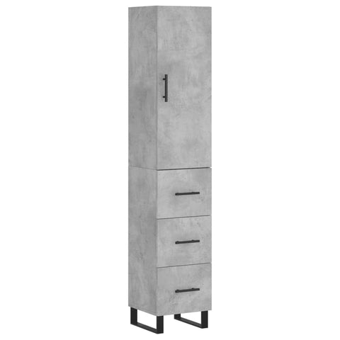 vidaXL Highboard Concrete Grey 34.5x34x180 cm Engineered Wood