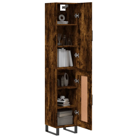 vidaXL Highboard Smoked Oak 34.5x34x180 cm Engineered Wood
