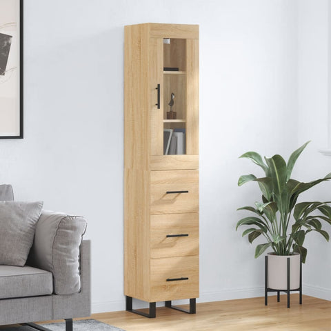 vidaXL Highboard Sonoma Oak 34.5x34x180 cm Engineered Wood
