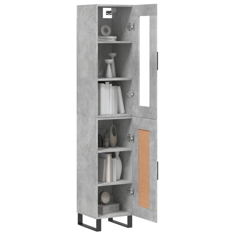 vidaXL Highboard Concrete Grey 34.5x34x180 cm Engineered Wood