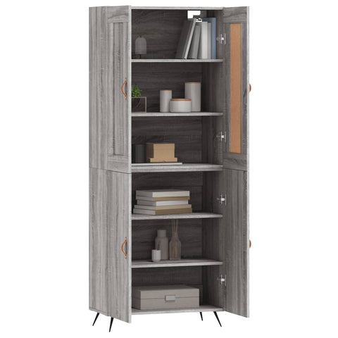 vidaXL Highboard Grey Sonoma 69.5x34x180 cm Engineered Wood
