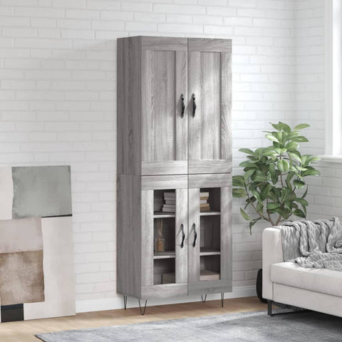 vidaXL Highboard Grey Sonoma 69.5x34x180 cm Engineered Wood