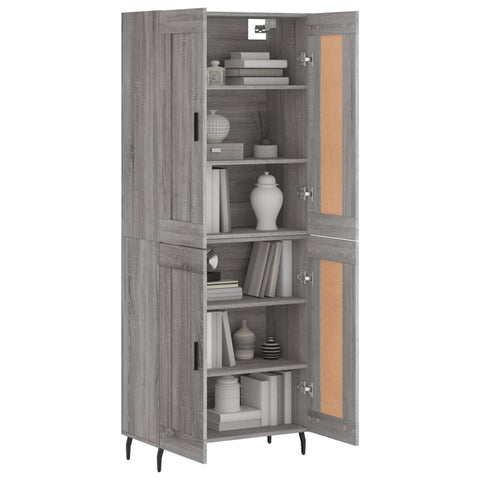 vidaXL Highboard Grey Sonoma 69.5x34x180 cm Engineered Wood