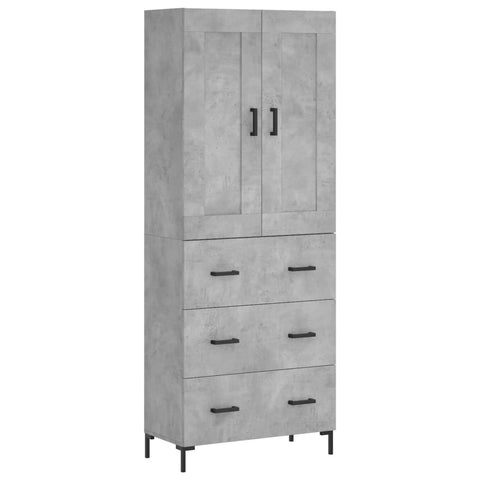vidaXL Highboard Concrete Grey 69.5x34x180 cm Engineered Wood