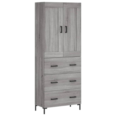vidaXL Highboard Grey Sonoma 69.5x34x180 cm Engineered Wood