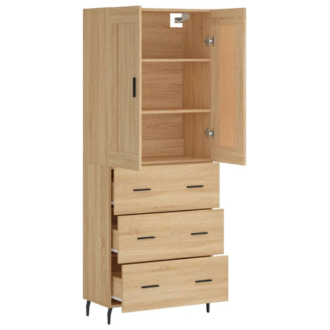 vidaXL Highboard Sonoma Oak 69.5x34x180 cm Engineered Wood