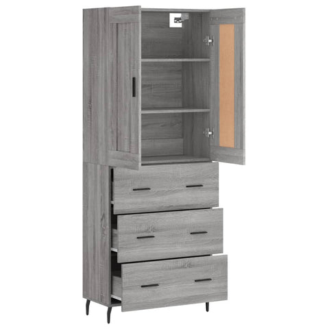 vidaXL Highboard Grey Sonoma 69.5x34x180 cm Engineered Wood