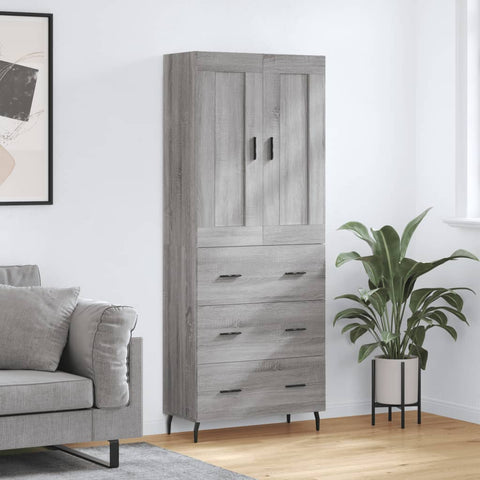 vidaXL Highboard Grey Sonoma 69.5x34x180 cm Engineered Wood