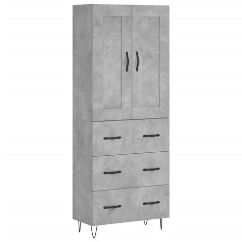 vidaXL Highboard Concrete Grey 69.5x34x180 cm Engineered Wood