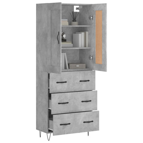 vidaXL Highboard Concrete Grey 69.5x34x180 cm Engineered Wood