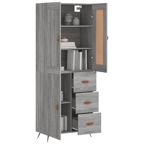 vidaXL Highboard Grey Sonoma 69.5x34x180 cm Engineered Wood