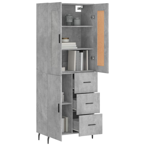 vidaXL Highboard Concrete Grey 69.5x34x180 cm Engineered Wood