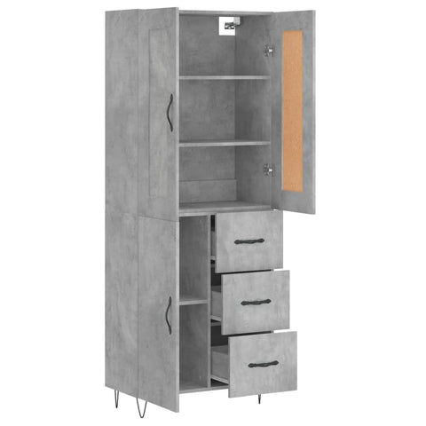 vidaXL Highboard Concrete Grey 69.5x34x180 cm Engineered Wood