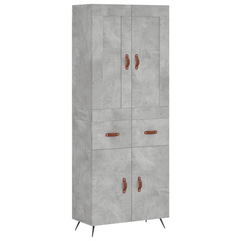 vidaXL Highboard Concrete Grey 69.5x34x180 cm Engineered Wood