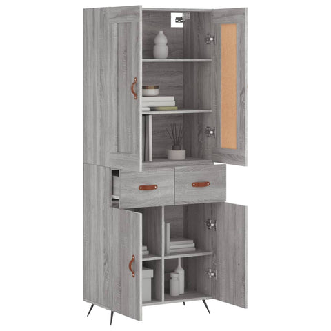 vidaXL Highboard Grey Sonoma 69.5x34x180 cm Engineered Wood