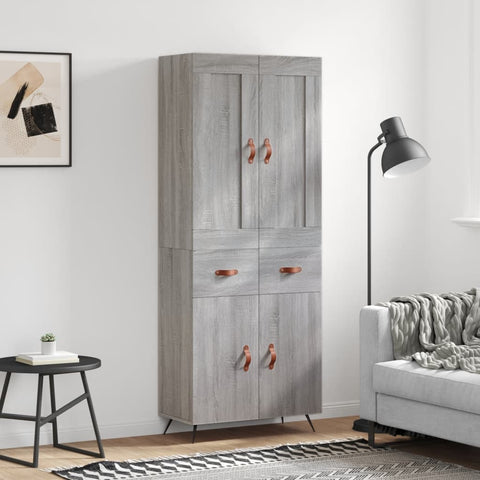 vidaXL Highboard Grey Sonoma 69.5x34x180 cm Engineered Wood