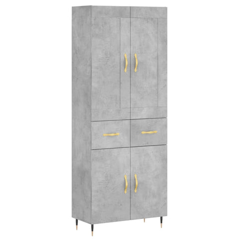 vidaXL Highboard Concrete Grey 69.5x34x180 cm Engineered Wood