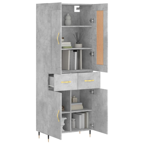 vidaXL Highboard Concrete Grey 69.5x34x180 cm Engineered Wood