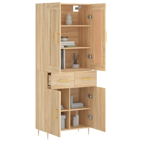 vidaXL Highboard Sonoma Oak 69.5x34x180 cm Engineered Wood