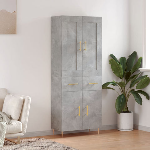 vidaXL Highboard Concrete Grey 69.5x34x180 cm Engineered Wood
