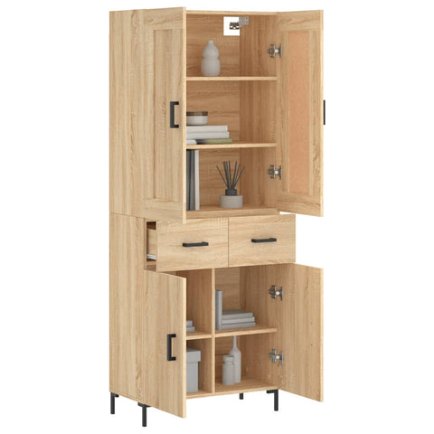 vidaXL Highboard Sonoma Oak 69.5x34x180 cm Engineered Wood