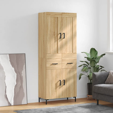 vidaXL Highboard Sonoma Oak 69.5x34x180 cm Engineered Wood