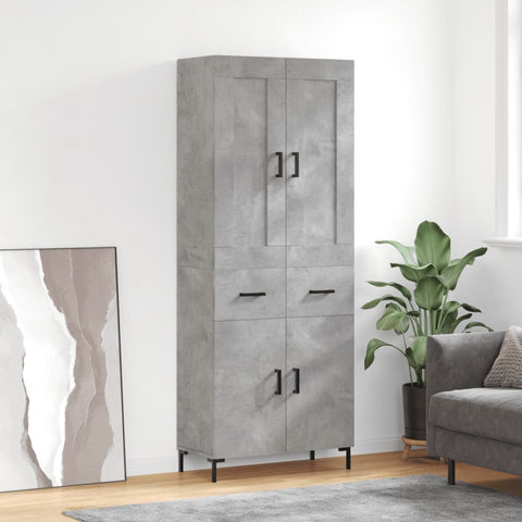 vidaXL Highboard Concrete Grey 69.5x34x180 cm Engineered Wood